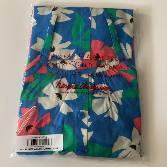 Hanna Andersson Girl Woven Blue Floral Dress 6-7 years 120 cm or 8 Years 130 Cm - Picture 9 of 10